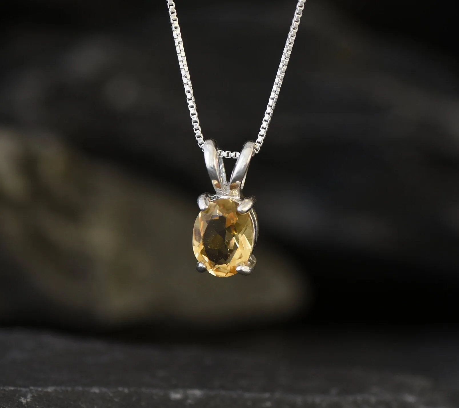 Dainty Yellow Pendant - Natural Citrine Necklace - November Birthstone Necklace