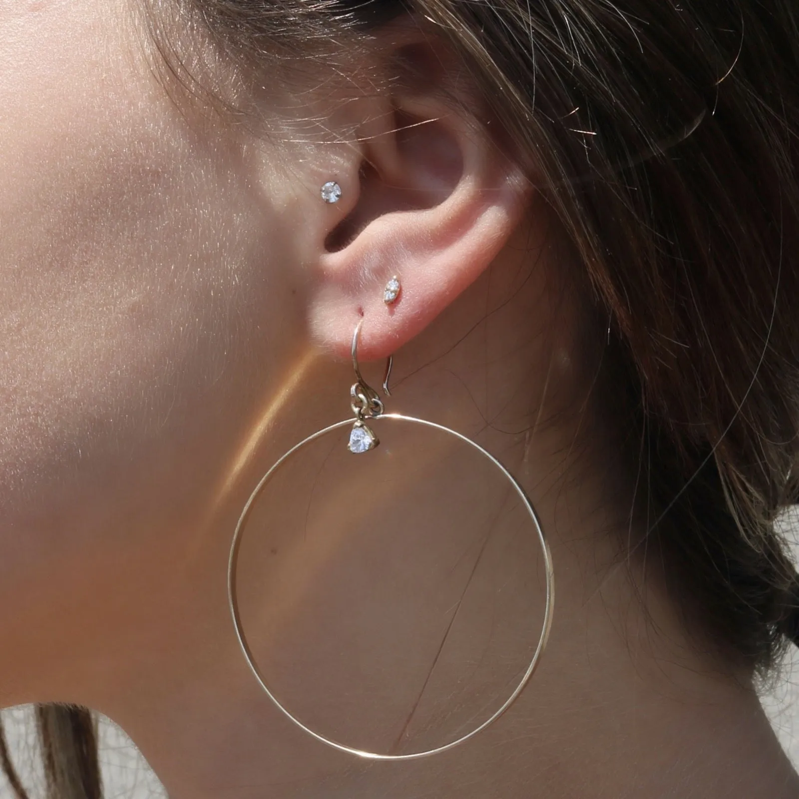 Dangle Hoop Earrings W/ Charm