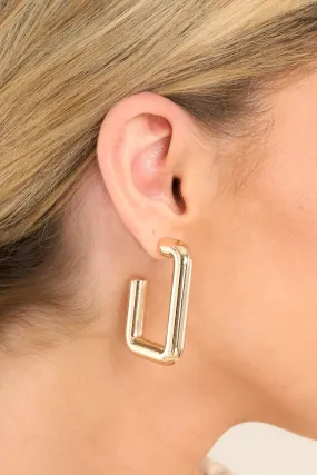 Days Well Spent Rectangular Gold Hoop Earrings