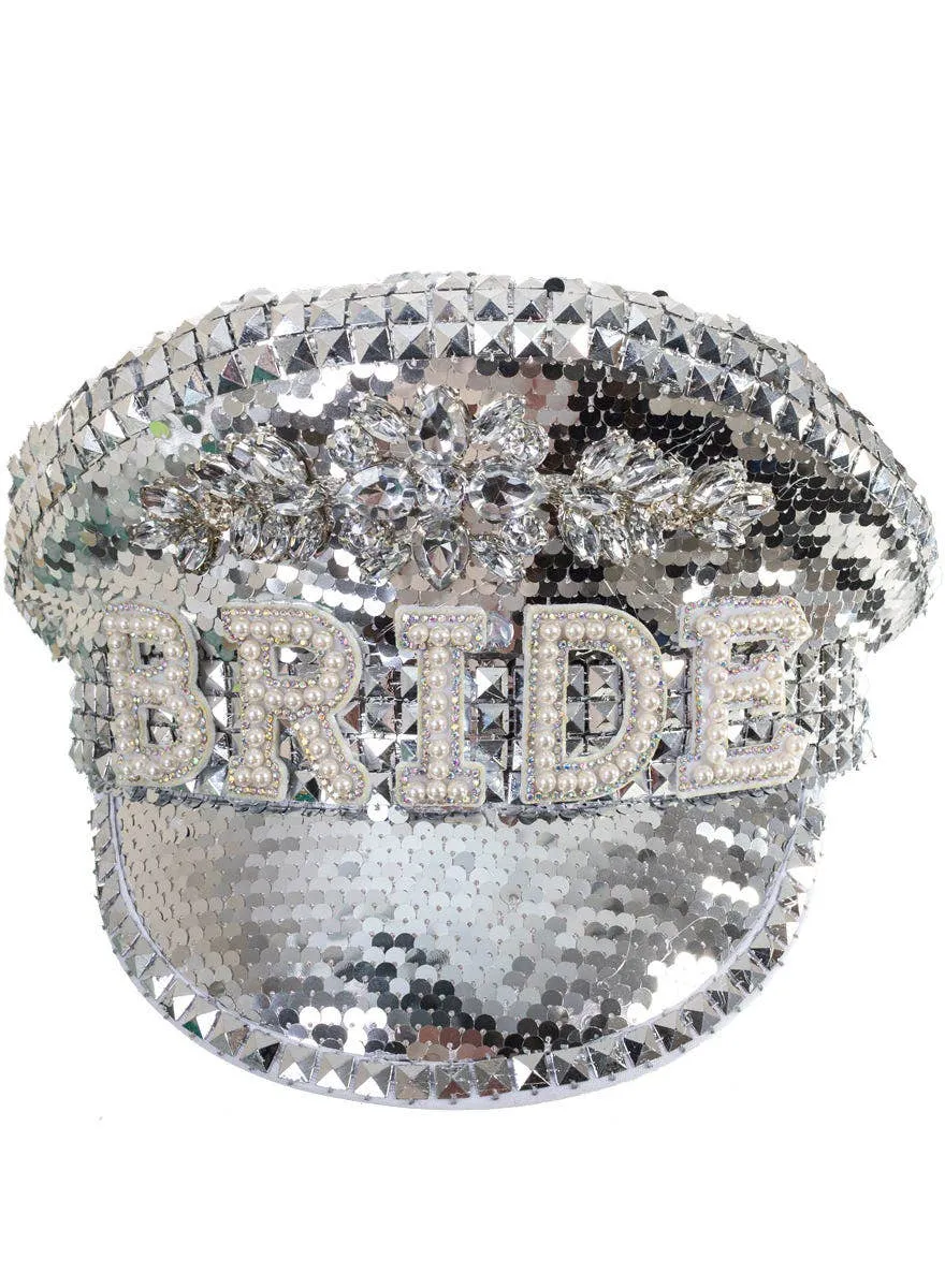 Deluxe Silver Sequin Bride Hens Night Hat