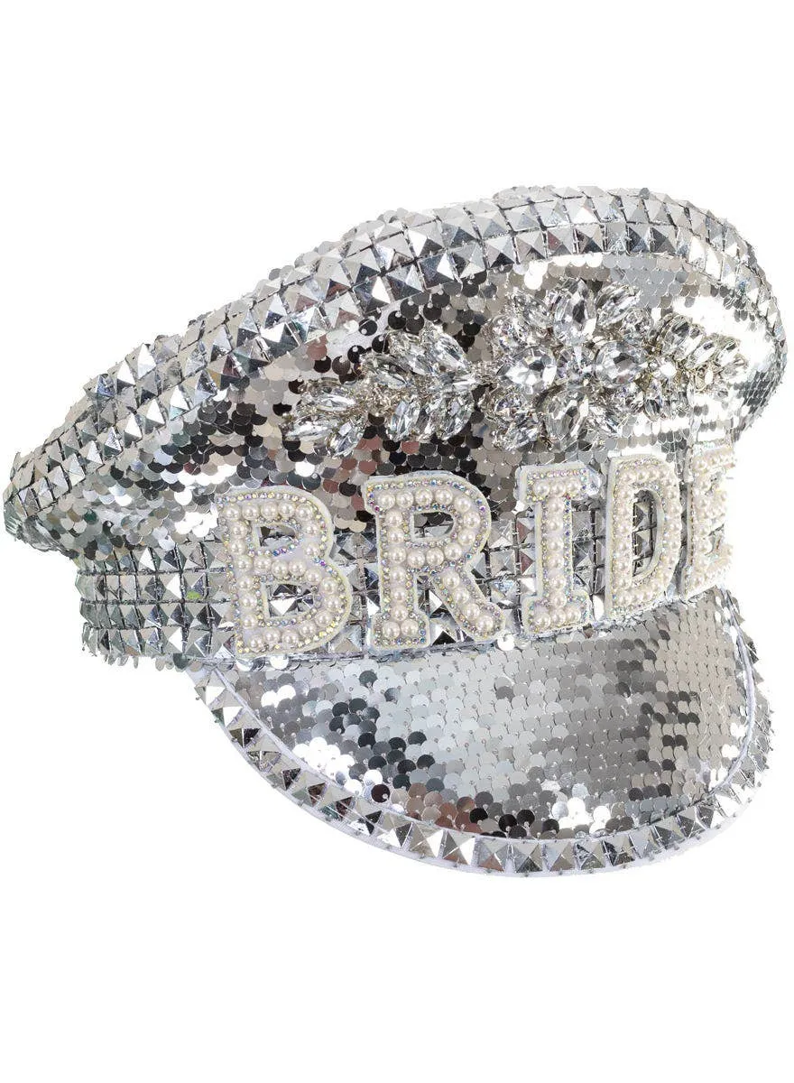 Deluxe Silver Sequin Bride Hens Night Hat