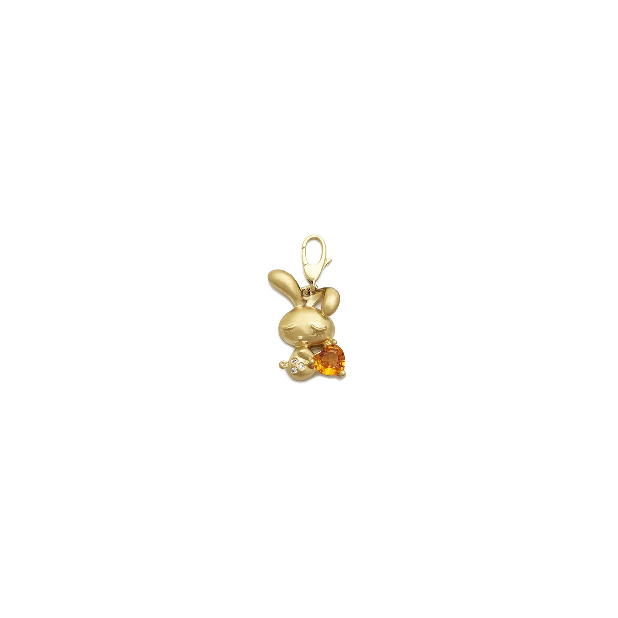 Diamond Chinese Zodiac Rabbit with Citrine Heart Pendant (18K)