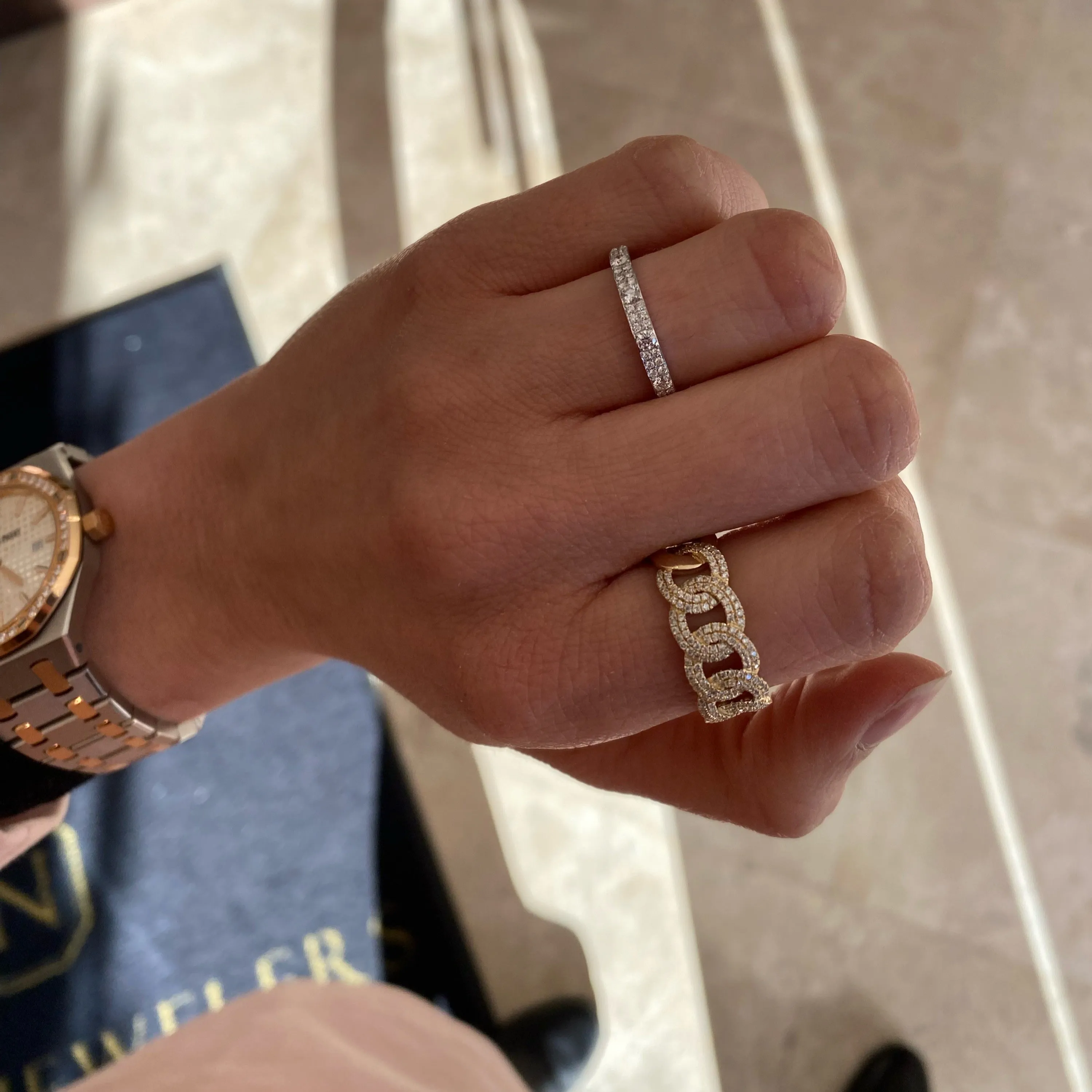 Diamond Pattern Stacking Ring