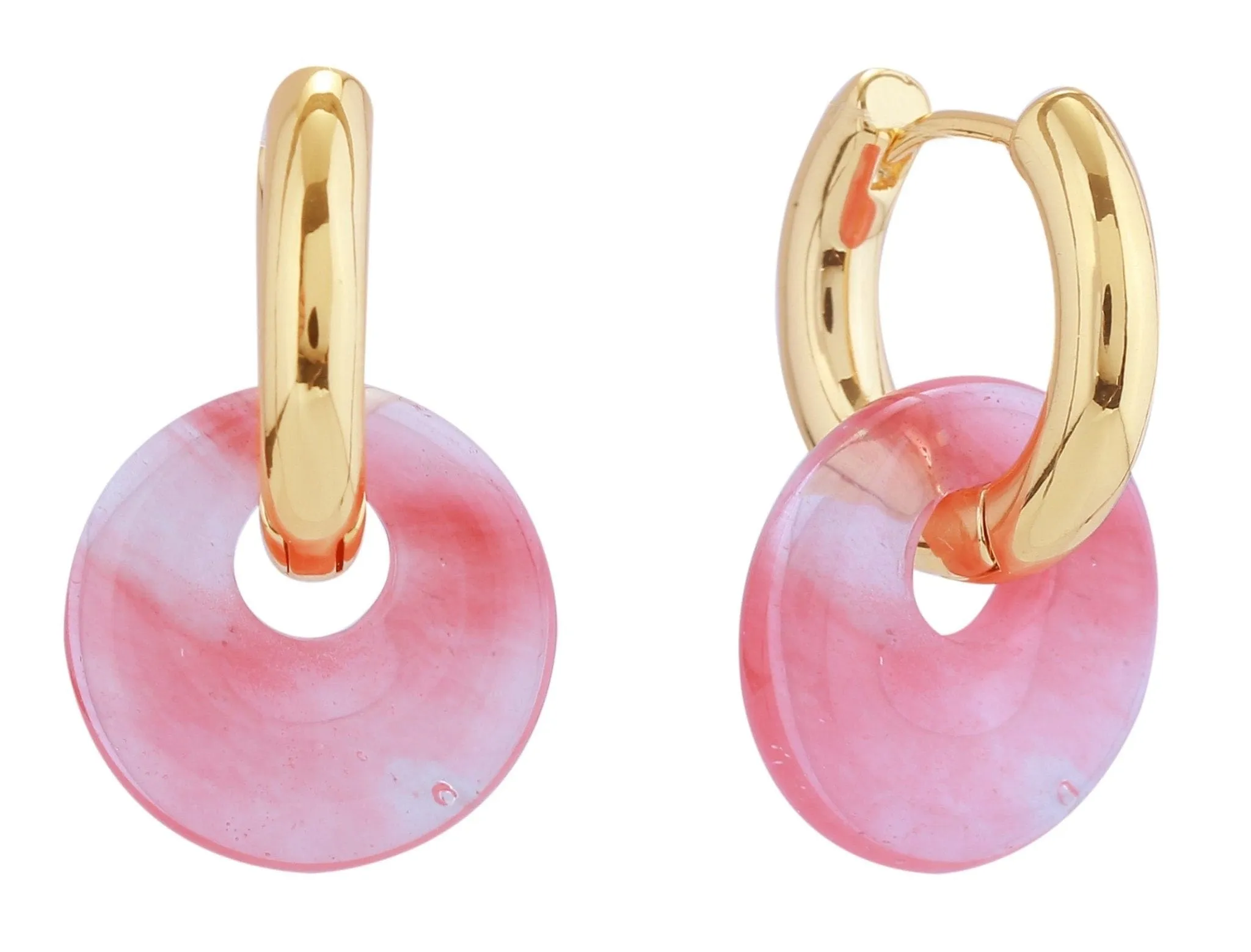 DJE311055 14K Round Resin Huggie Earrings