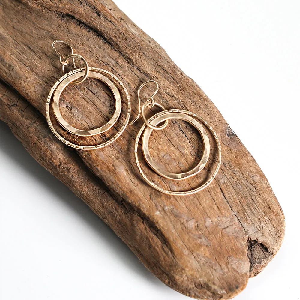 E107 - Triple Hoop Earring Hung from Center