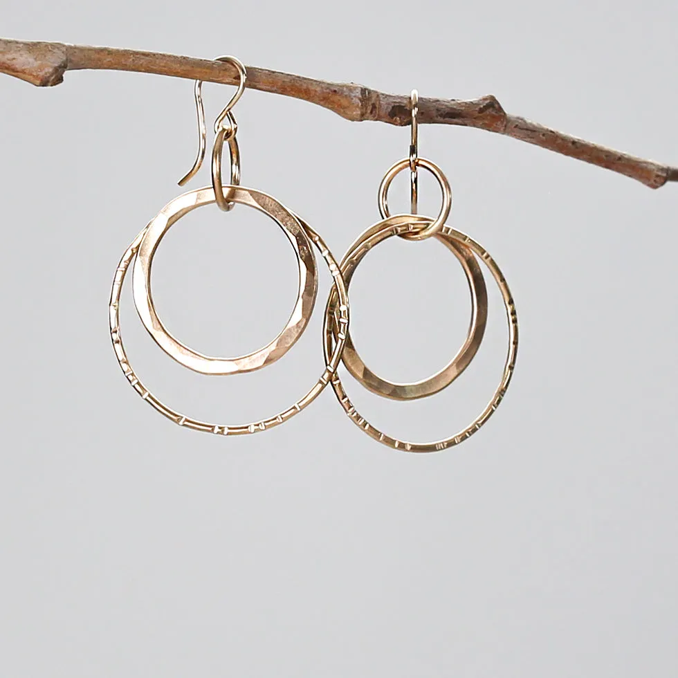 E107 - Triple Hoop Earring Hung from Center