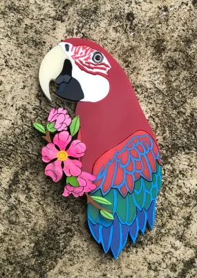 Elmo the Greenwing Macaw Brooch