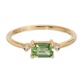 Emerald Cut Green Sapphire Square Deco Ring