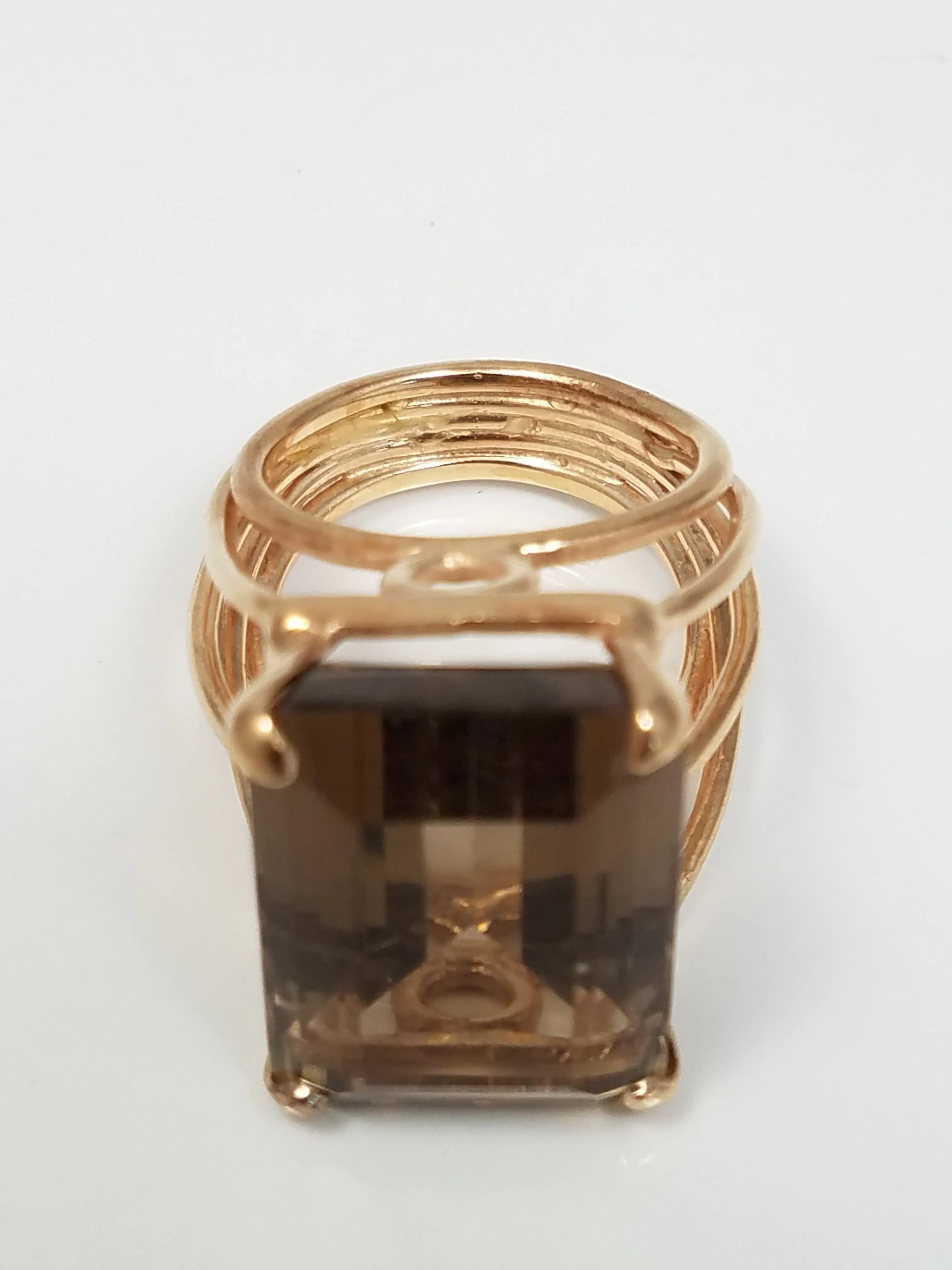 Epic Vintage 20ct Smoky Quartz 9k Gold Ring