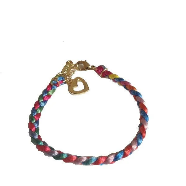 Ettika Braided Color Blend Satin Cord Bracelet with Heart Charm