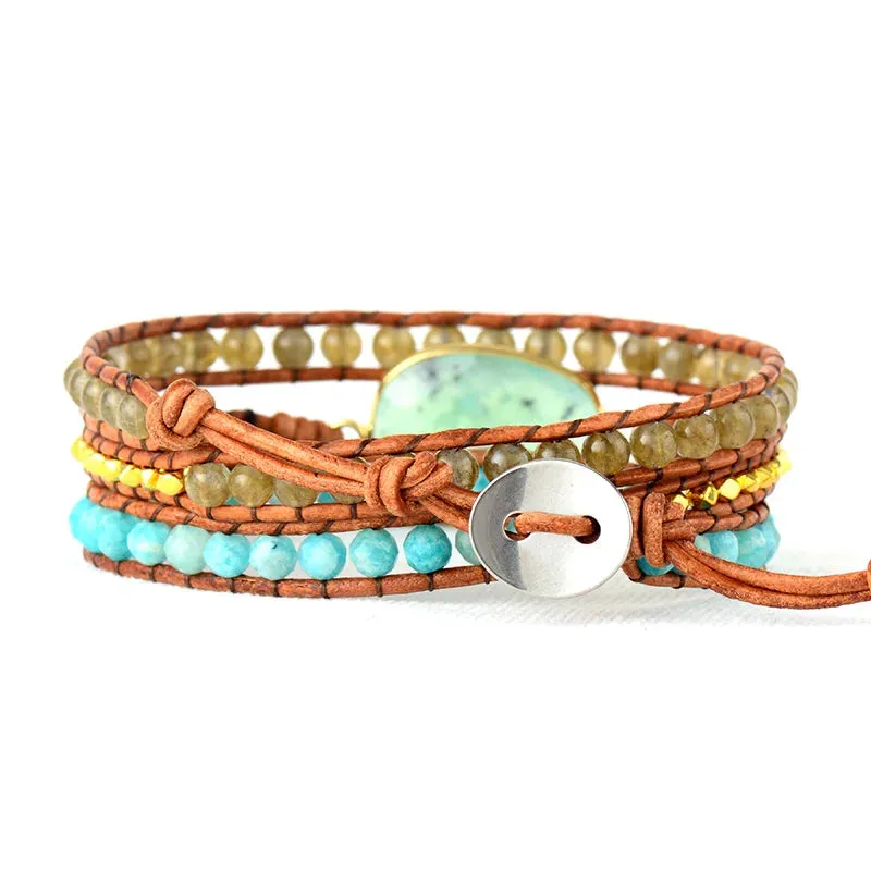 Exclusive Women's Jade & Leather Wrap Bracelets - High-End Jewelry