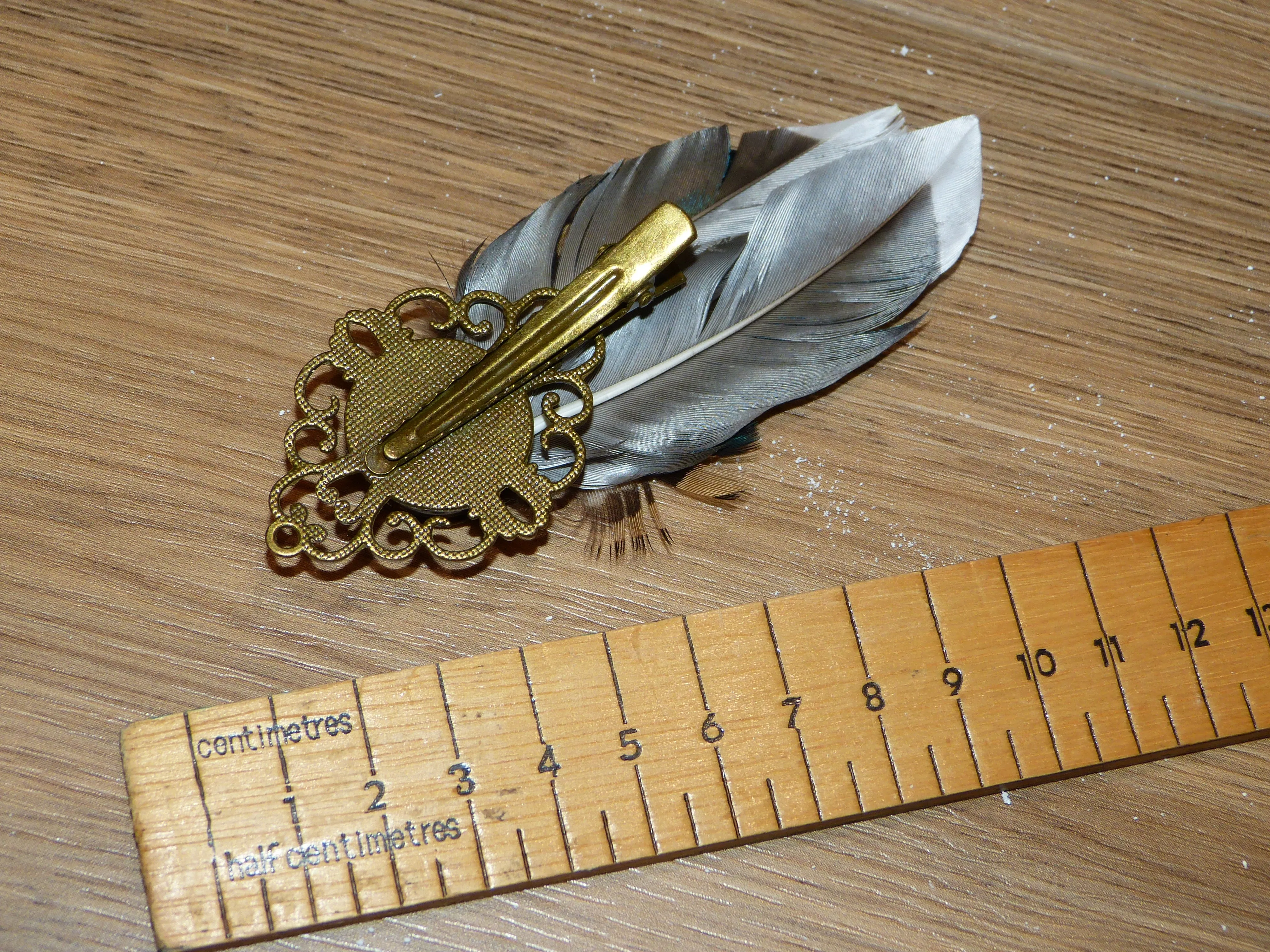 Feather Brooch/Hatpin with Duck and Pheasant Feathers