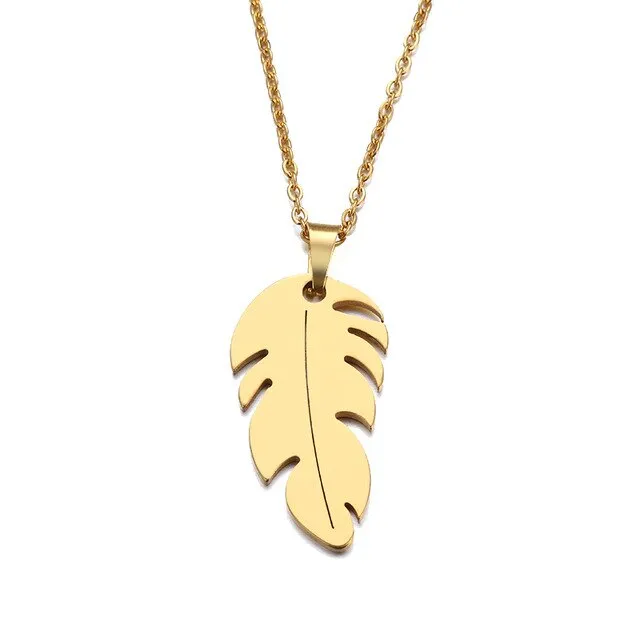 Feather Gold And Rose Gold Color Pendant Necklace