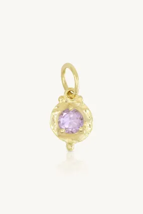 February Amethyst Gold Birthstone Necklace Charm