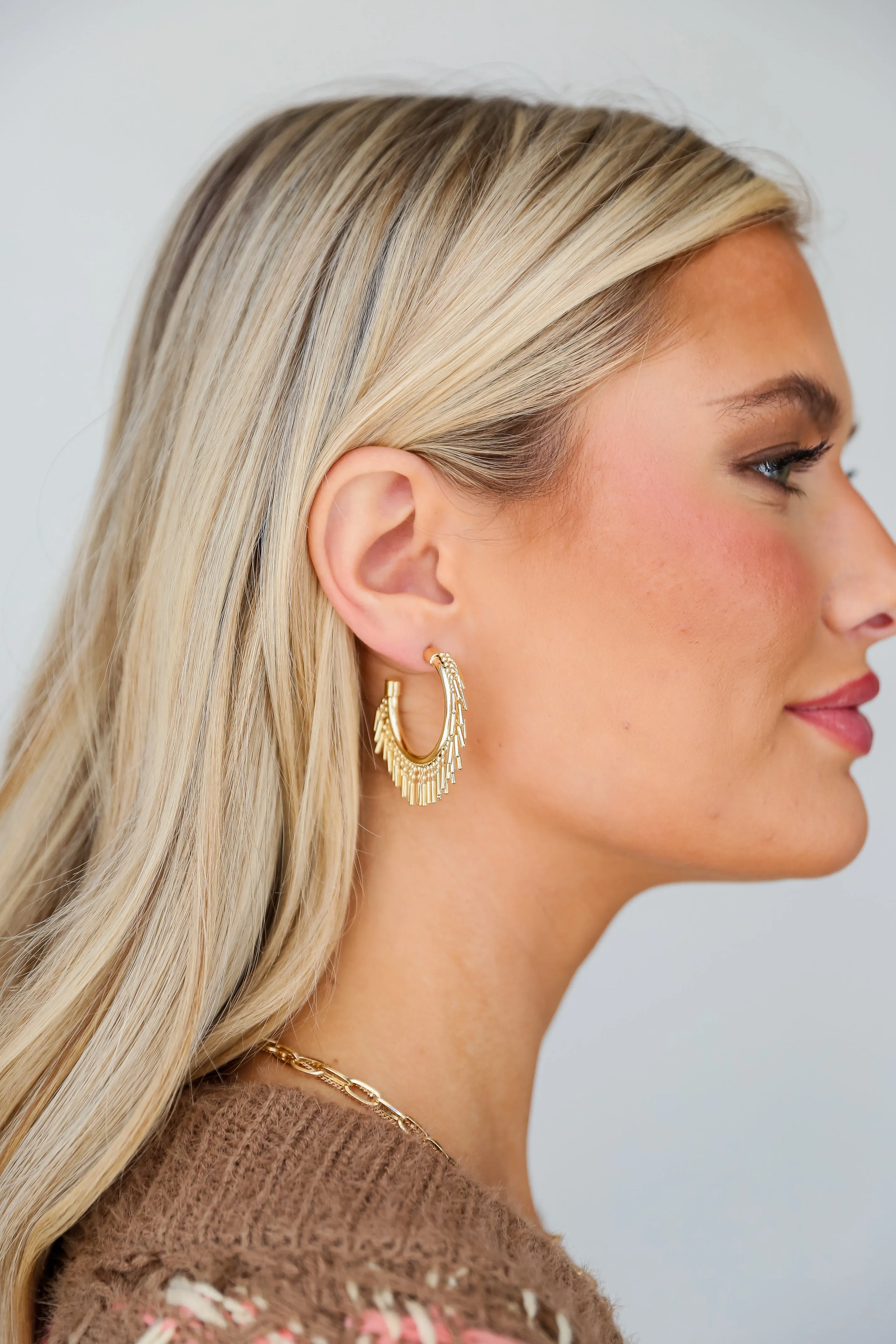 FINAL SALE - Esther Gold Fringe Hoop Earrings