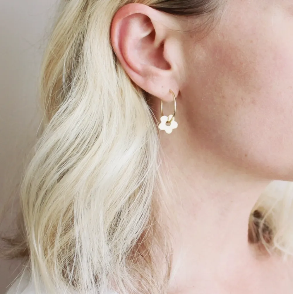 Flower Hoop Earrings | Brass & Gold Plate | by Jules & Clem