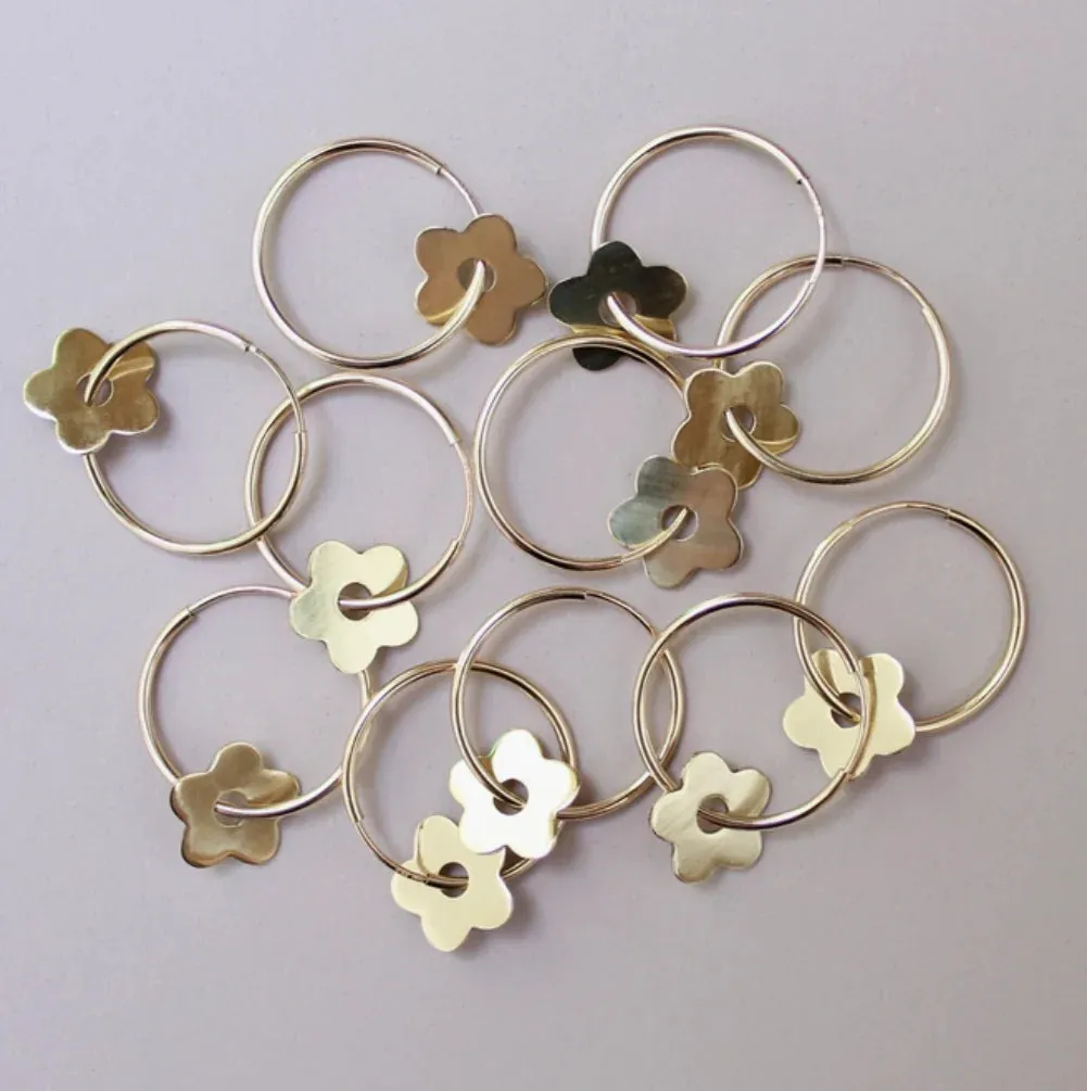 Flower Hoop Earrings | Brass & Gold Plate | by Jules & Clem