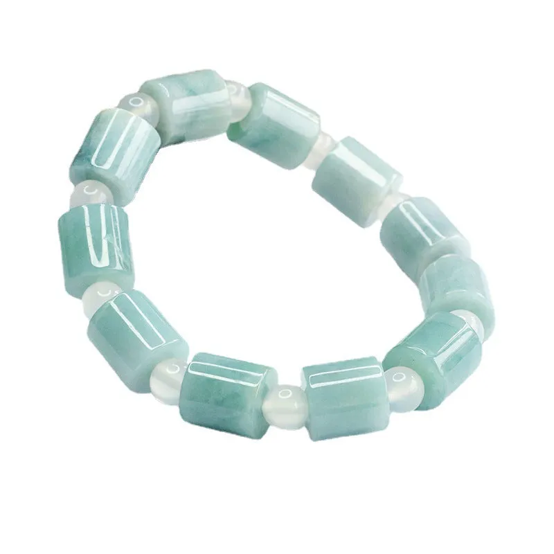 Fortune's Favor Natural Jade Bracelet with Sterling Silver Needle