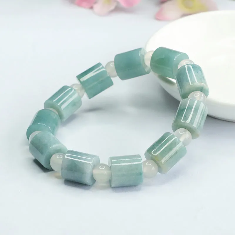 Fortune's Favor Natural Jade Bracelet with Sterling Silver Needle