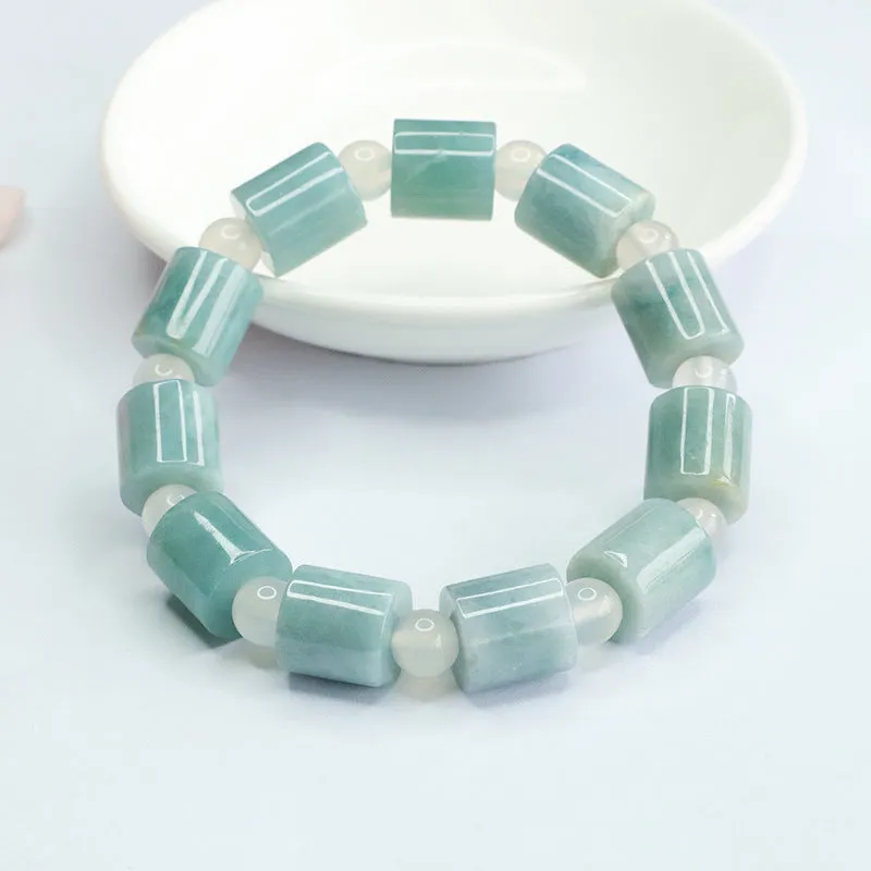 Fortune's Favor Natural Jade Bracelet with Sterling Silver Needle