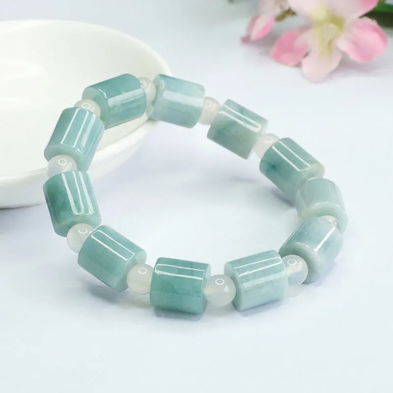 Fortune's Favor Natural Jade Bracelet with Sterling Silver Needle