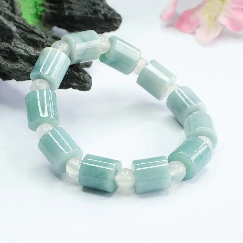 Fortune's Favor Natural Jade Bracelet with Sterling Silver Needle