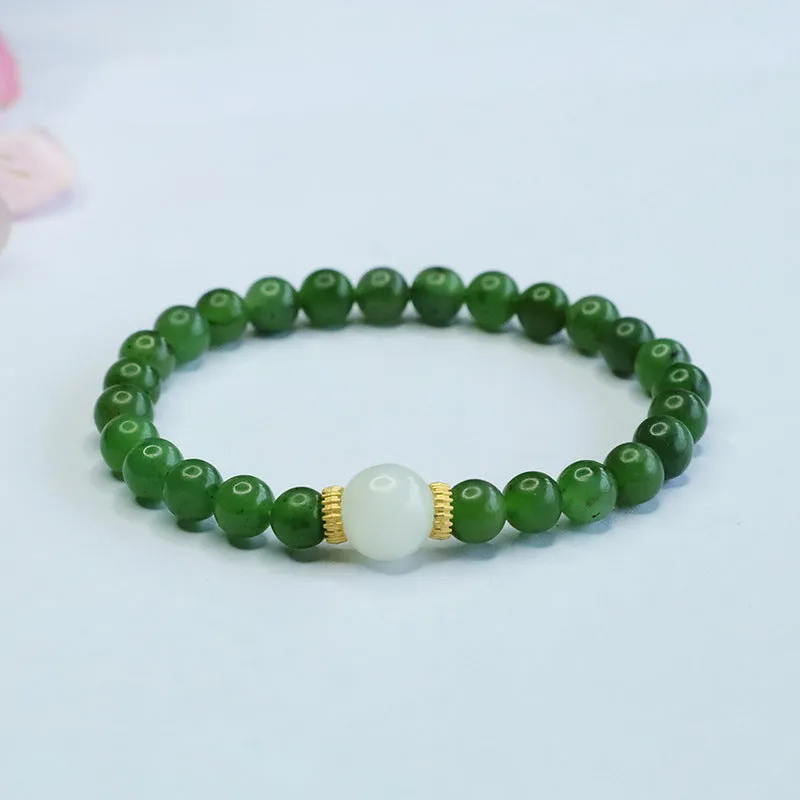 Fortune's Favor White Jade Bracelet in Sterling Silver