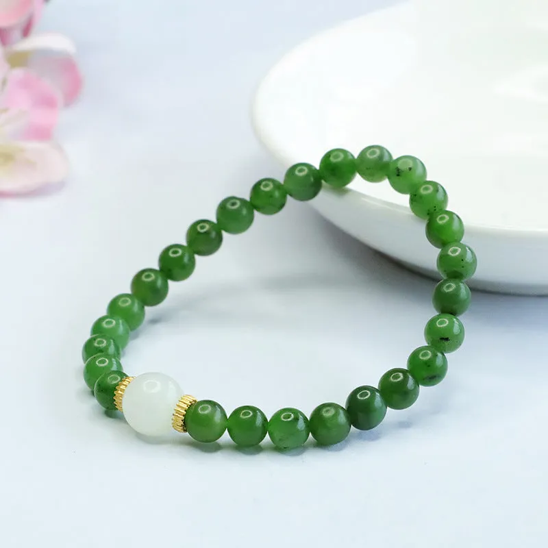 Fortune's Favor White Jade Bracelet in Sterling Silver