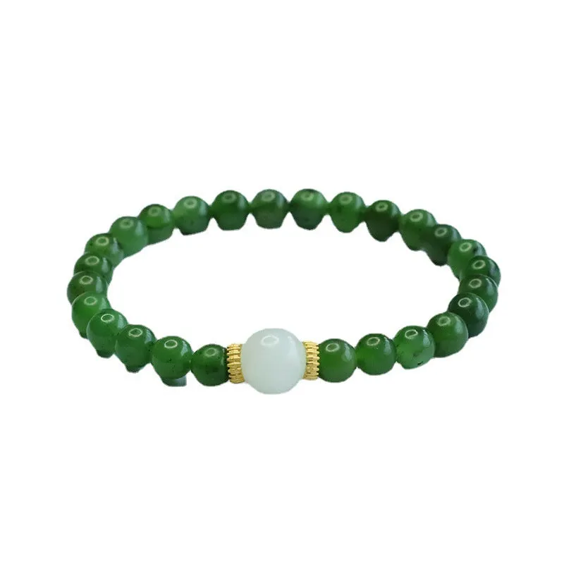 Fortune's Favor White Jade Bracelet in Sterling Silver