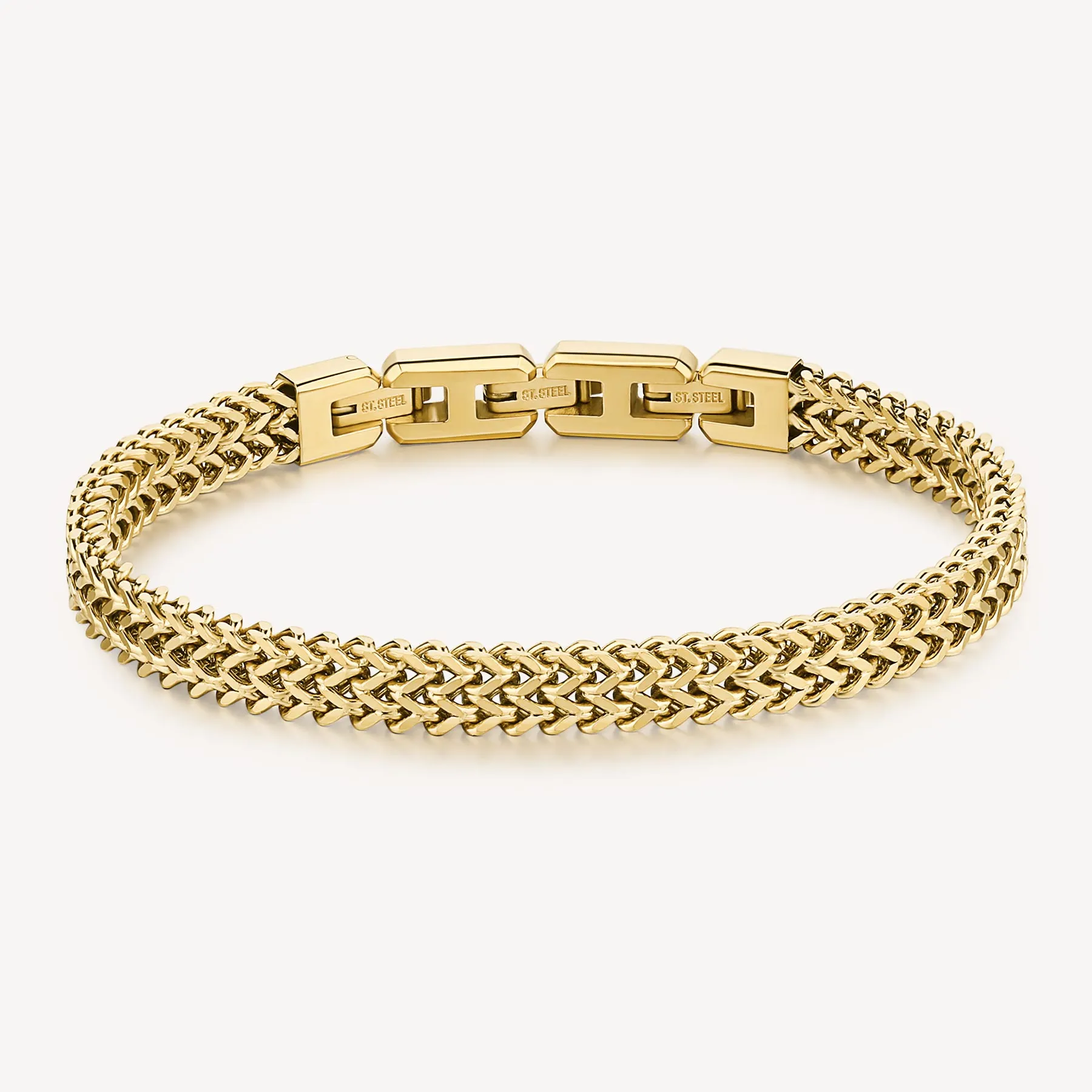 Franco Chain Bracelet in Gold Plated Stainless Steel