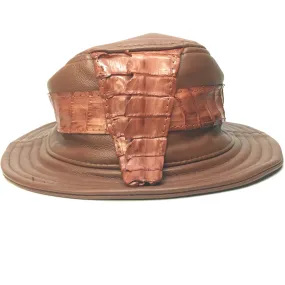 G-Gator Cognac Lambskin/Crocodile Tail Bucket Hat