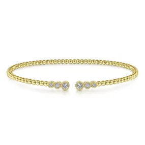 Gabriel & Co.- 14K Yellow Gold Bujukan Bead Split Cuff Bracelet with Bezel Set Diamonds  BG4120Y45JJ