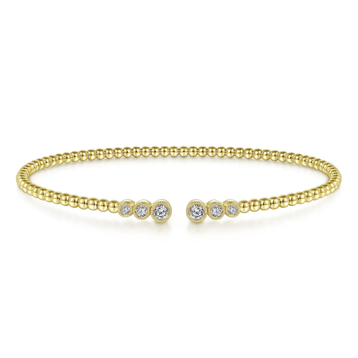 Gabriel & Co.- 14K Yellow Gold Bujukan Bead Split Cuff Bracelet with Bezel Set Diamonds  BG4120Y45JJ