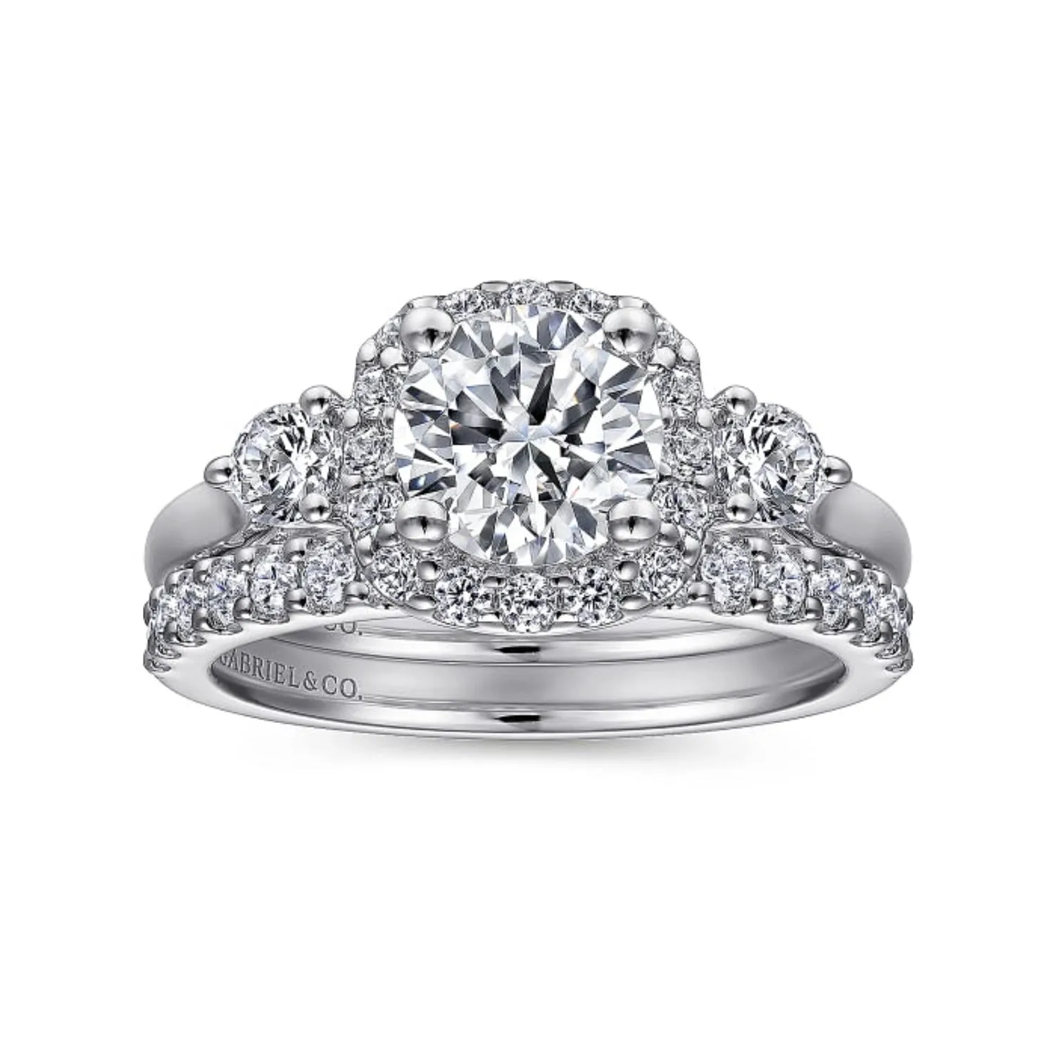 Gabriel & Co. "Martine" Round Cut Diamond Shared Prong Wedding Band