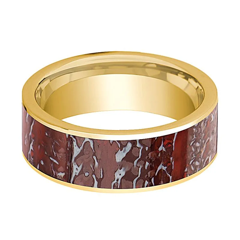 GAELAN | 14k Yellow Gold Red Dinosaur Bone Inlay