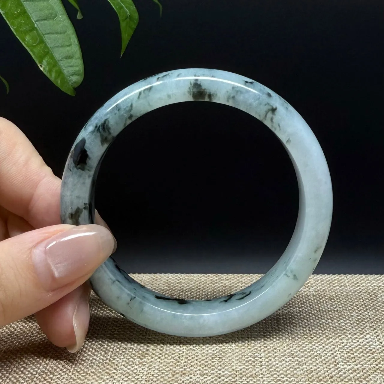 Genuine Burmese Blue Green Jade Jadeite Bangle Bracelet ( 55.4mm )