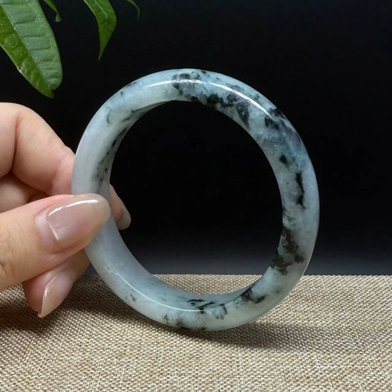 Genuine Burmese Blue Green Jade Jadeite Bangle Bracelet ( 55.4mm )