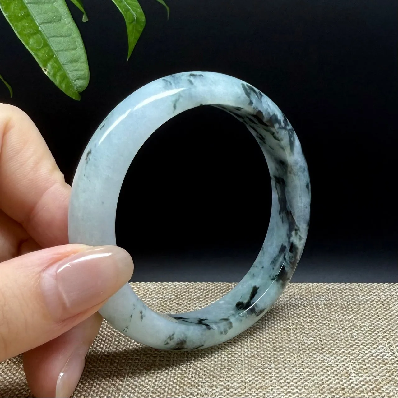 Genuine Burmese Blue Green Jade Jadeite Bangle Bracelet ( 55.4mm )