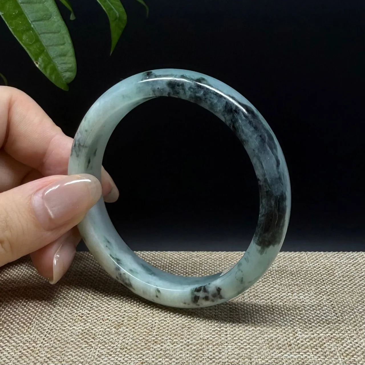 Genuine Burmese Blue Green Jade Jadeite Bangle Bracelet ( 55mm )