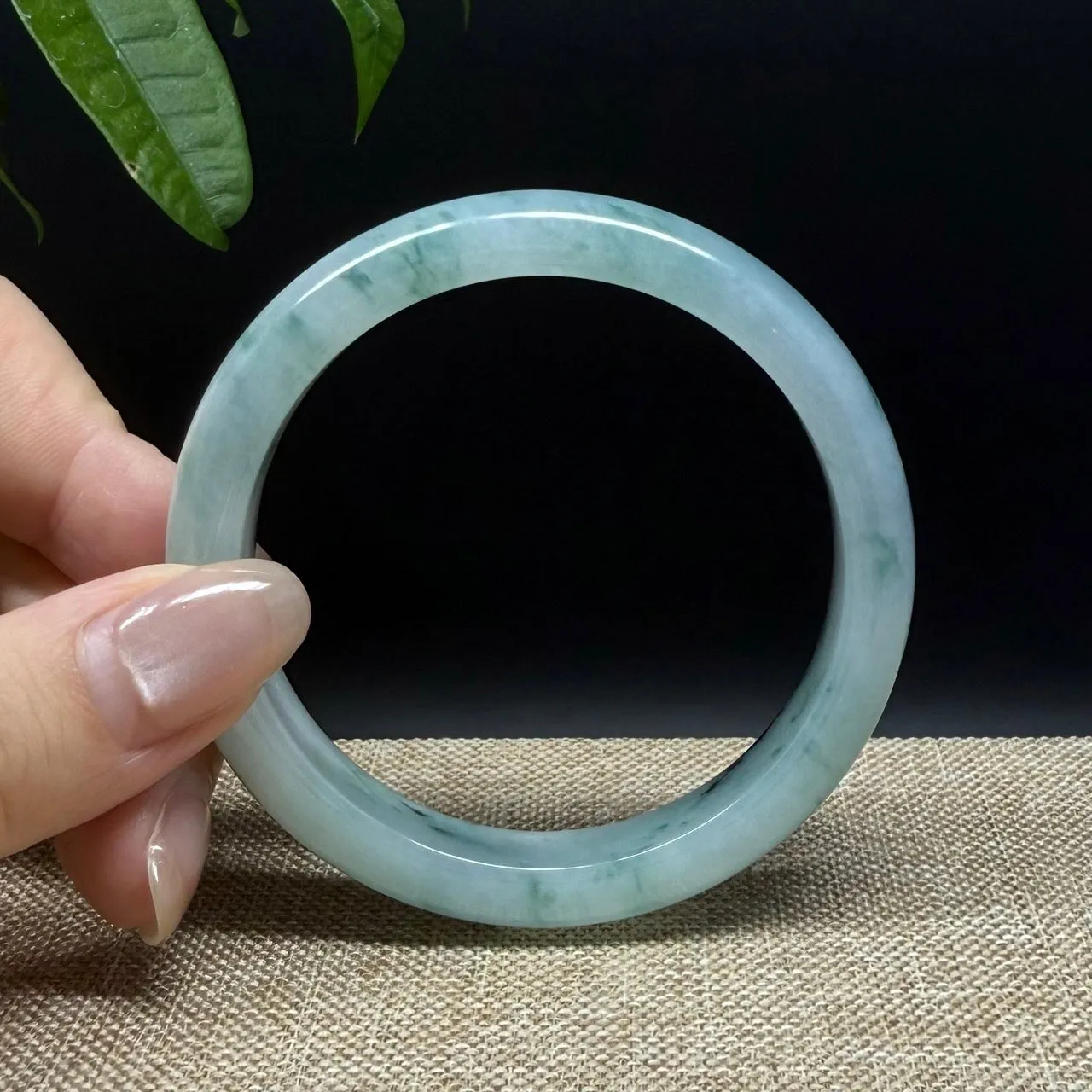 Genuine Burmese Blue Green Jade Jadeite Bangle Bracelet ( 55mm )