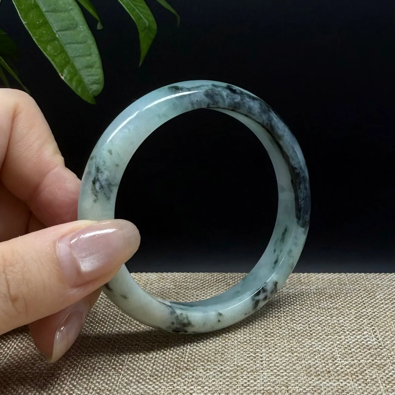 Genuine Burmese Blue Green Jade Jadeite Bangle Bracelet ( 55mm )