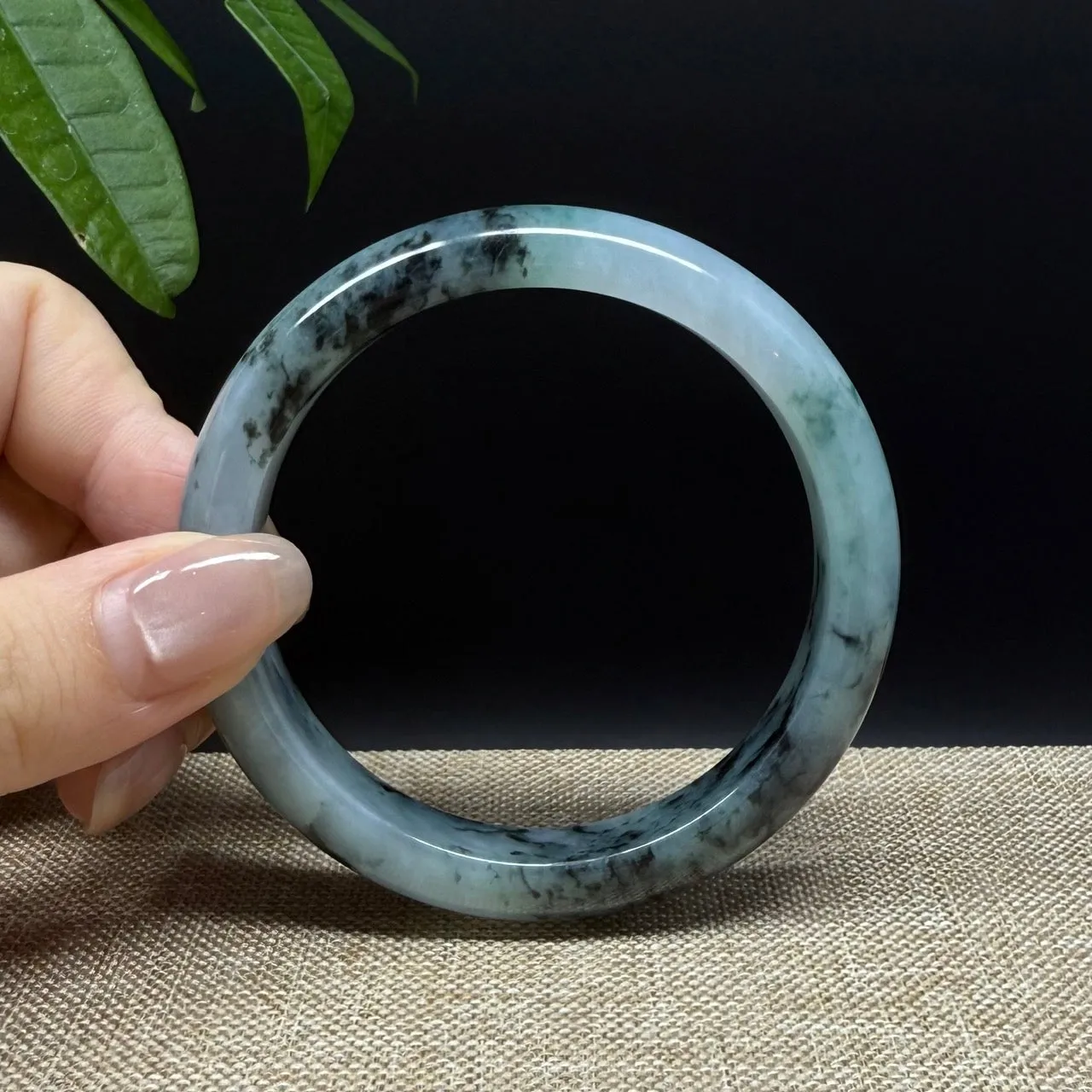 Genuine Burmese Blue Green Jade Jadeite Bangle Bracelet ( 57.9mm )