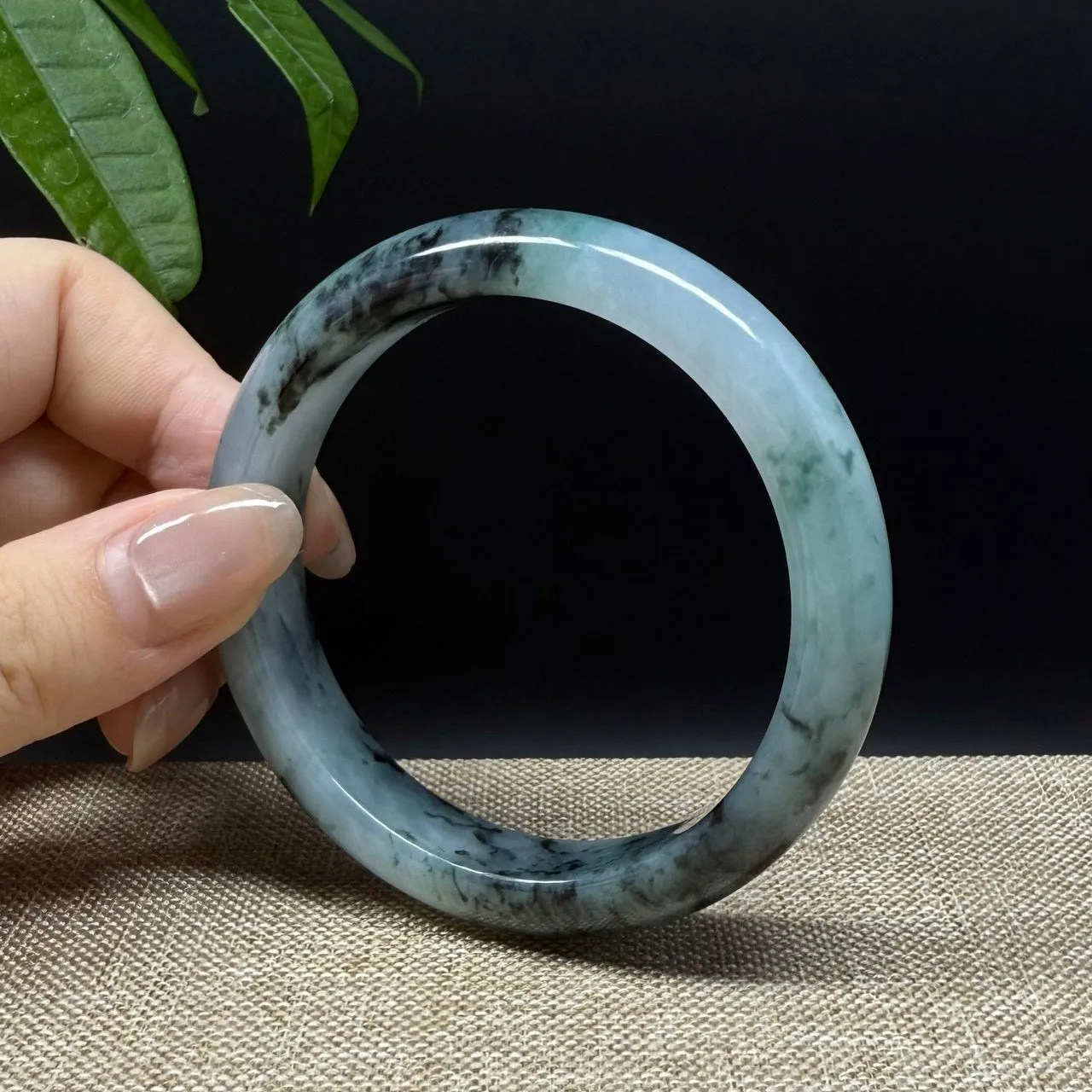 Genuine Burmese Blue Green Jade Jadeite Bangle Bracelet ( 57.9mm )