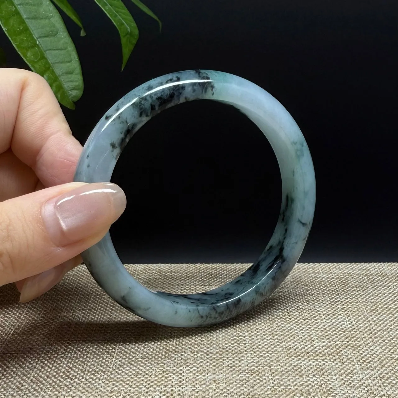 Genuine Burmese Blue Green Jade Jadeite Bangle Bracelet ( 57.9mm )