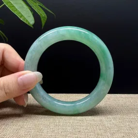 Genuine Burmese Icy Green Jade Jadeite Bangle Bracelet ( 56.7mm )