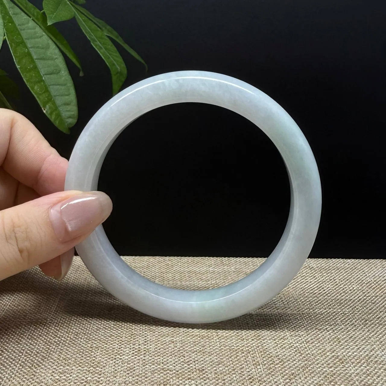 Genuine Burmese Lavender Green Jade Jadeite Bangle Bracelet ( 64.7mm )