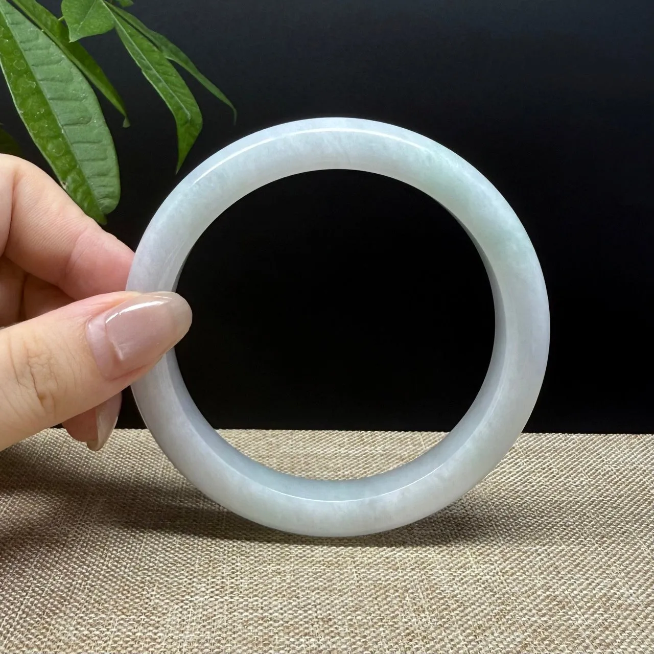 Genuine Burmese Lavender Green Jade Jadeite Bangle Bracelet ( 64.7mm )