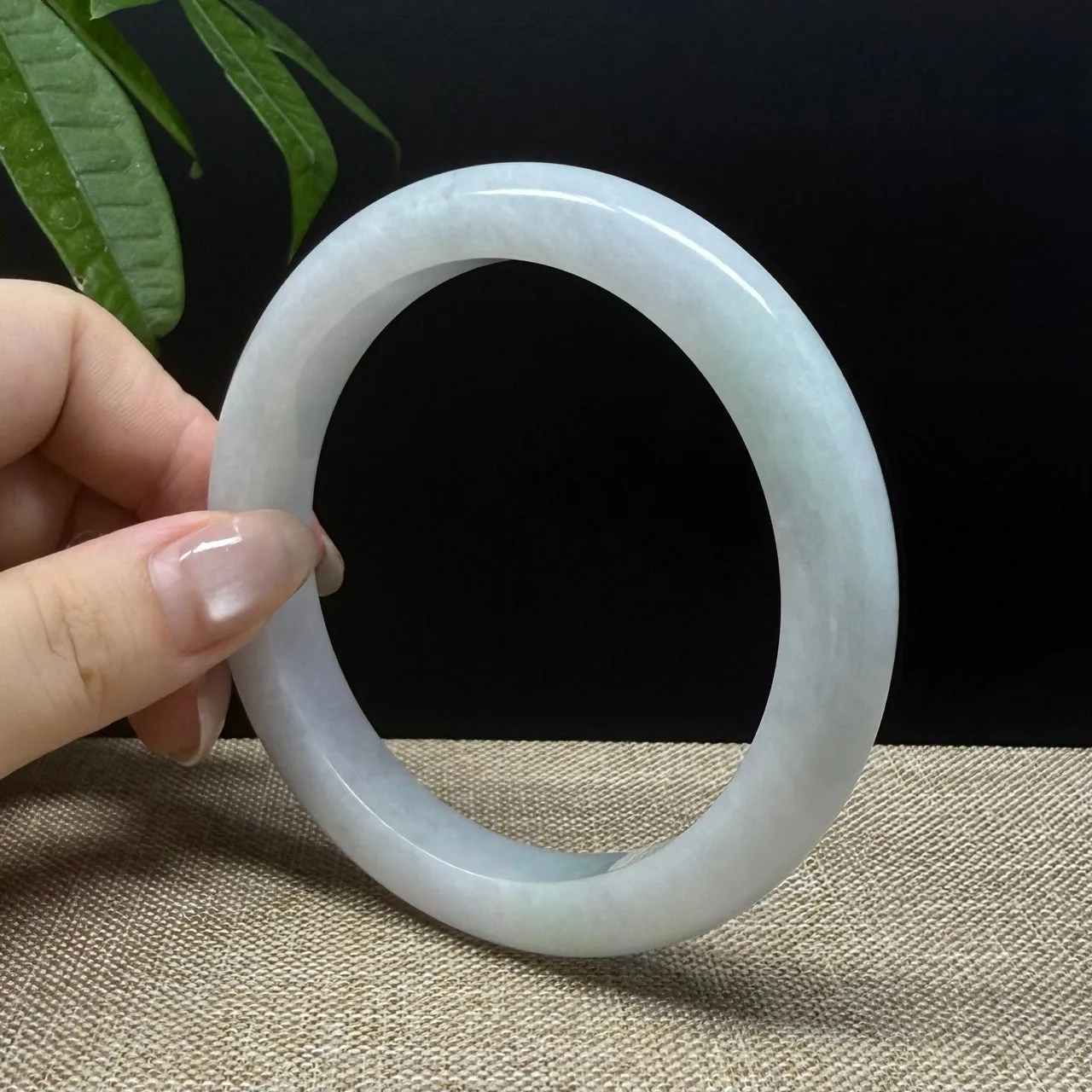 Genuine Burmese Lavender Green Jade Jadeite Bangle Bracelet ( 64.7mm )