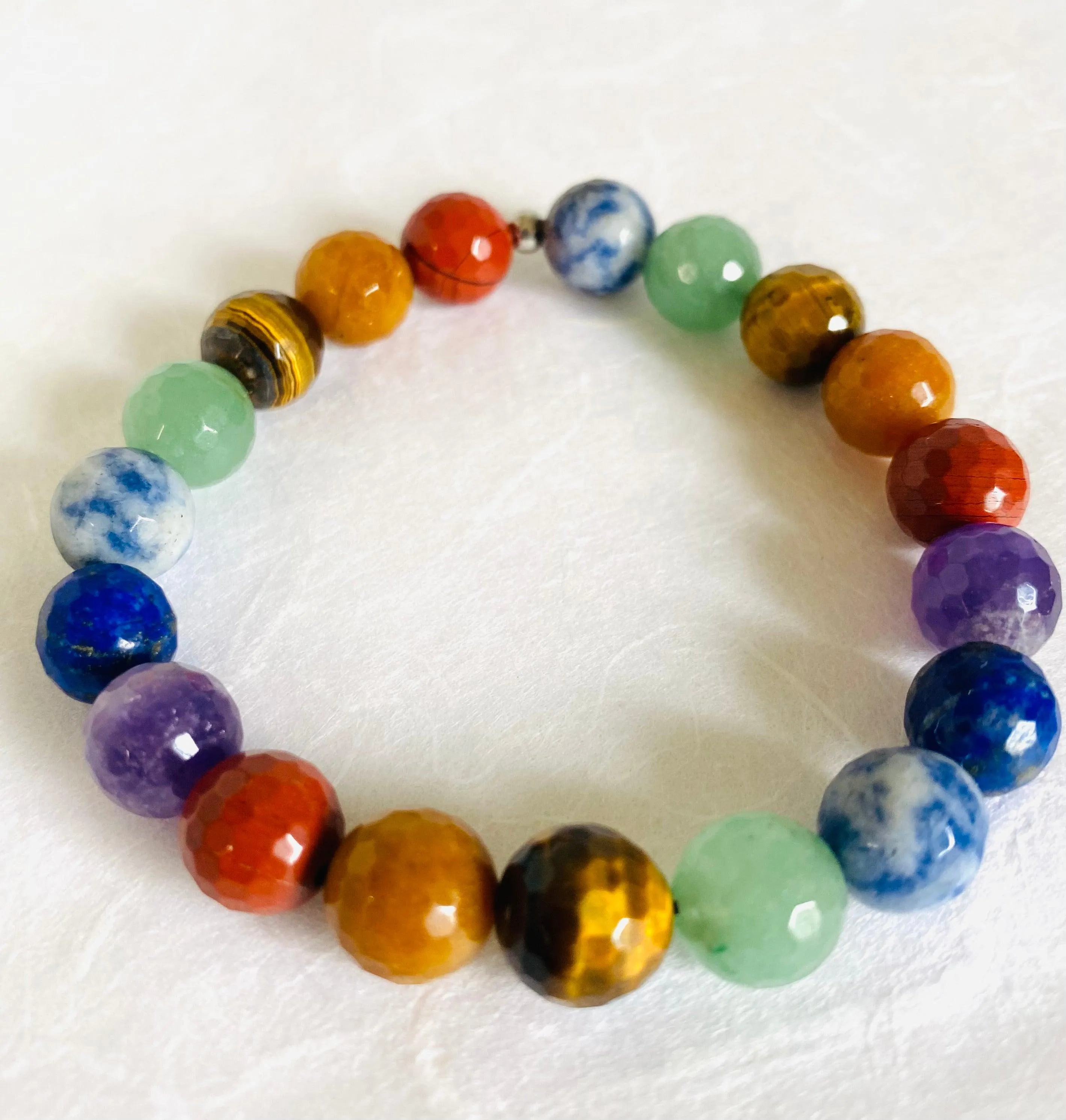 Genuine Gemstone Chakra Stretch Bracelets, Chakra Stretch Bracelets