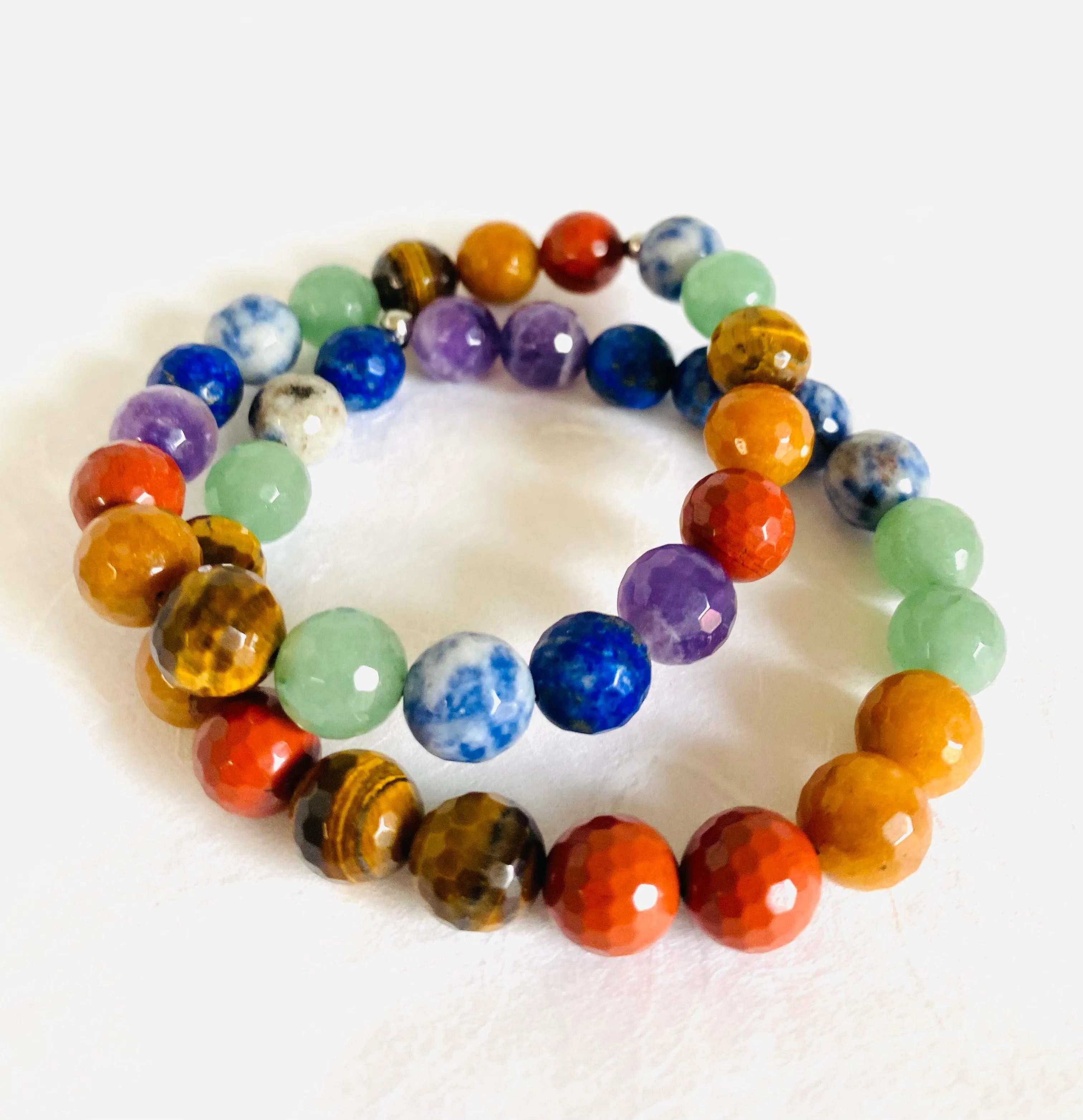 Genuine Gemstone Chakra Stretch Bracelets, Chakra Stretch Bracelets